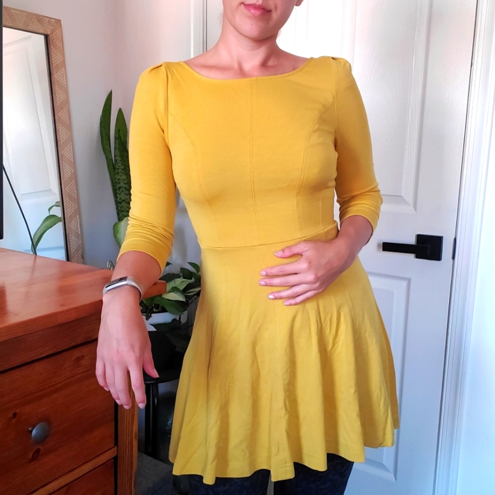 UO Mustard Skater Dress